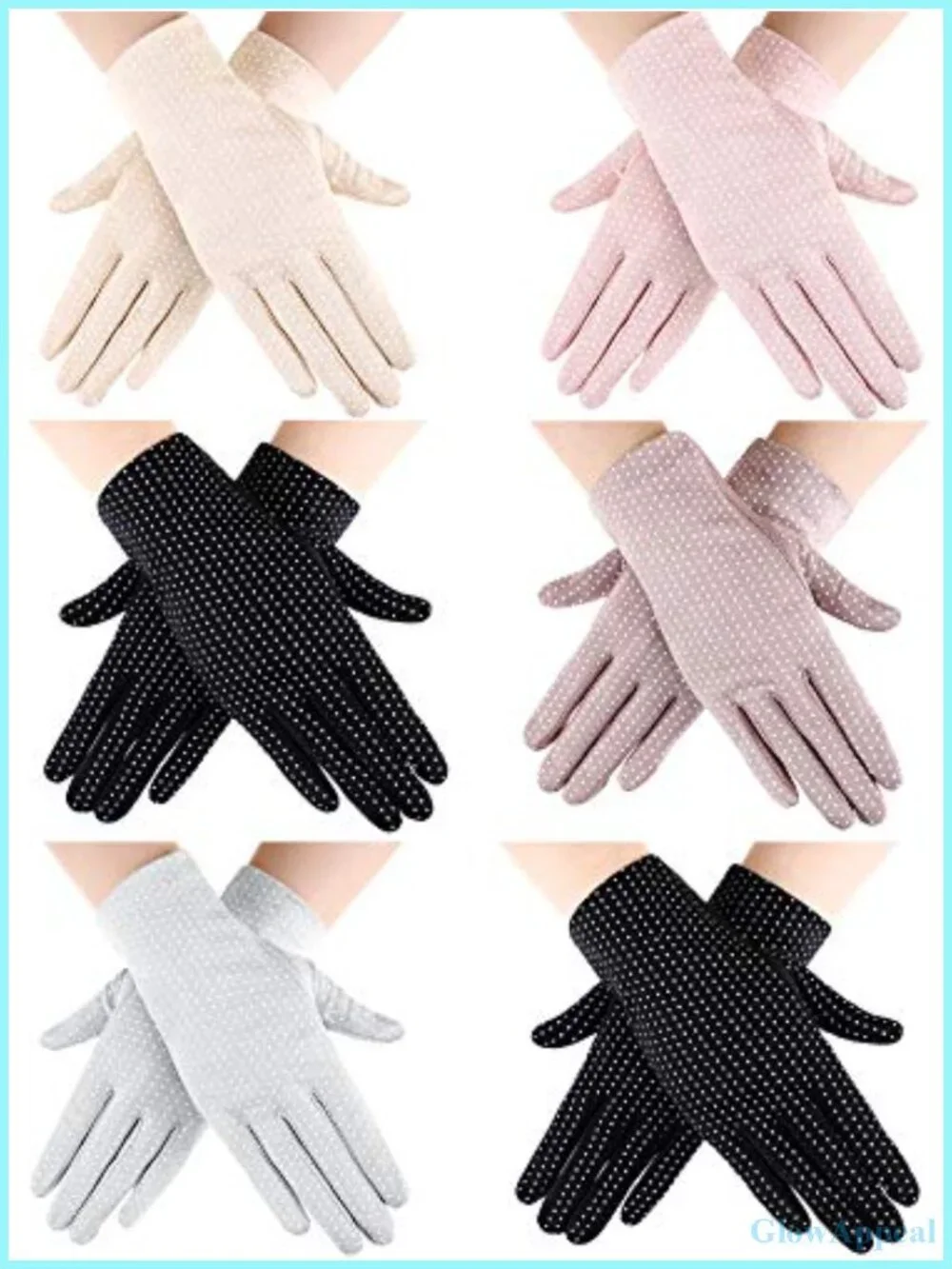 6 Pairs Women UV Protection Gloves Non-Slip Touchscreen Cotton Polyester Summer